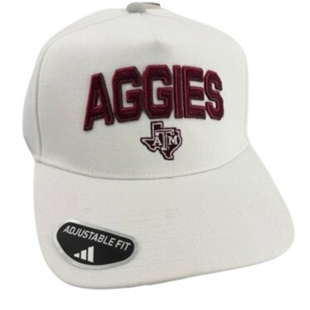 Adidas Texas A&M Aggies LR A-Frame Adjustable Snapback Cap Hat White Maroon NWT
